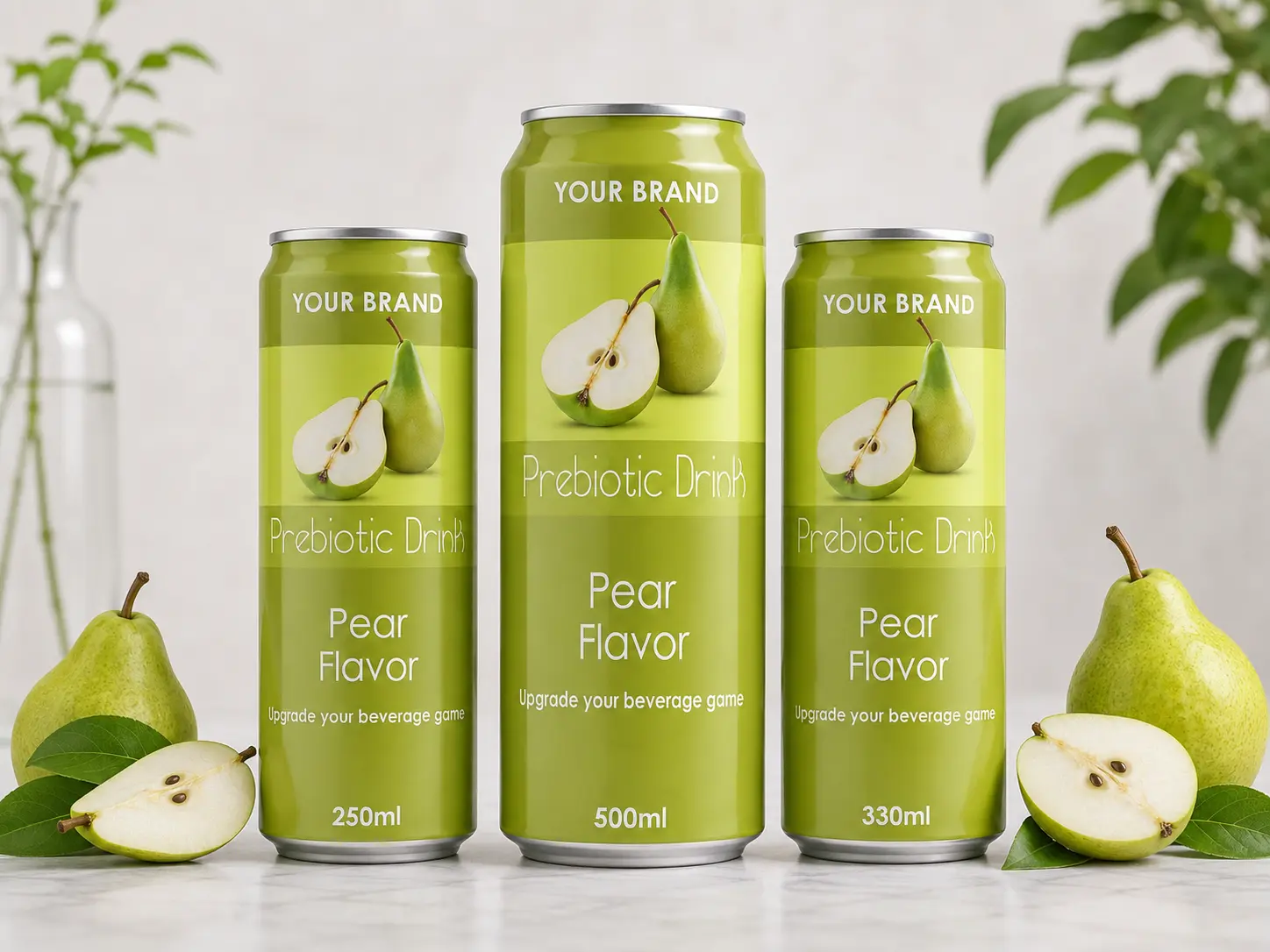 PREBIOTIC DRINK Pear Flavor 250ml, 330ml and 500ml cans